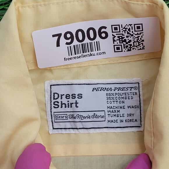 Vintage 70s Sears MOD Button Shirt Medium 21x31 Long-Tails - Picture 7 of 12